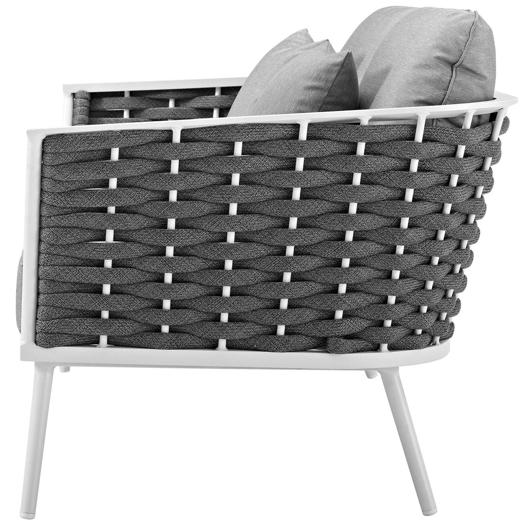 White Grey Aluminum Outdoor Loveseat Sofa W2371