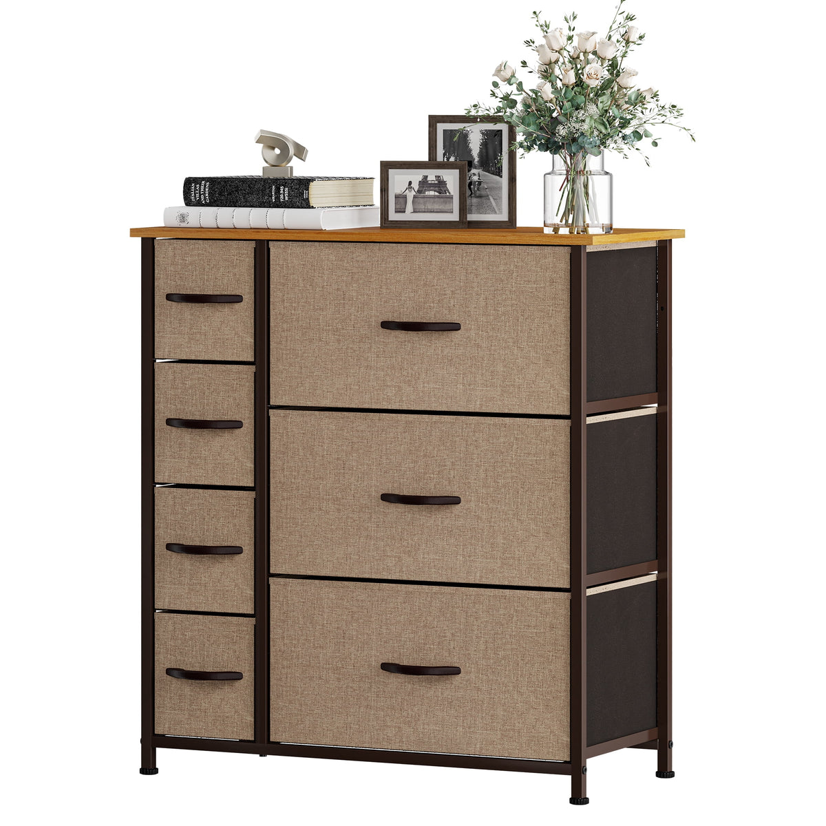 Gray Metal Fabric Wood Drawer Chests N432