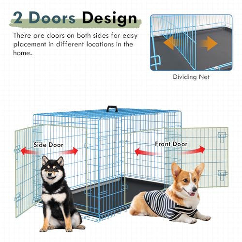 42 Inch Black Metal Dog Crate Kennel with Divider U620581