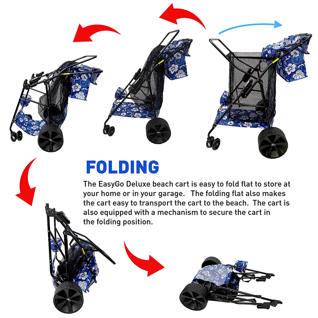 Heavy Duty Folding Beach Wagon Cart with Sand Wheels L904