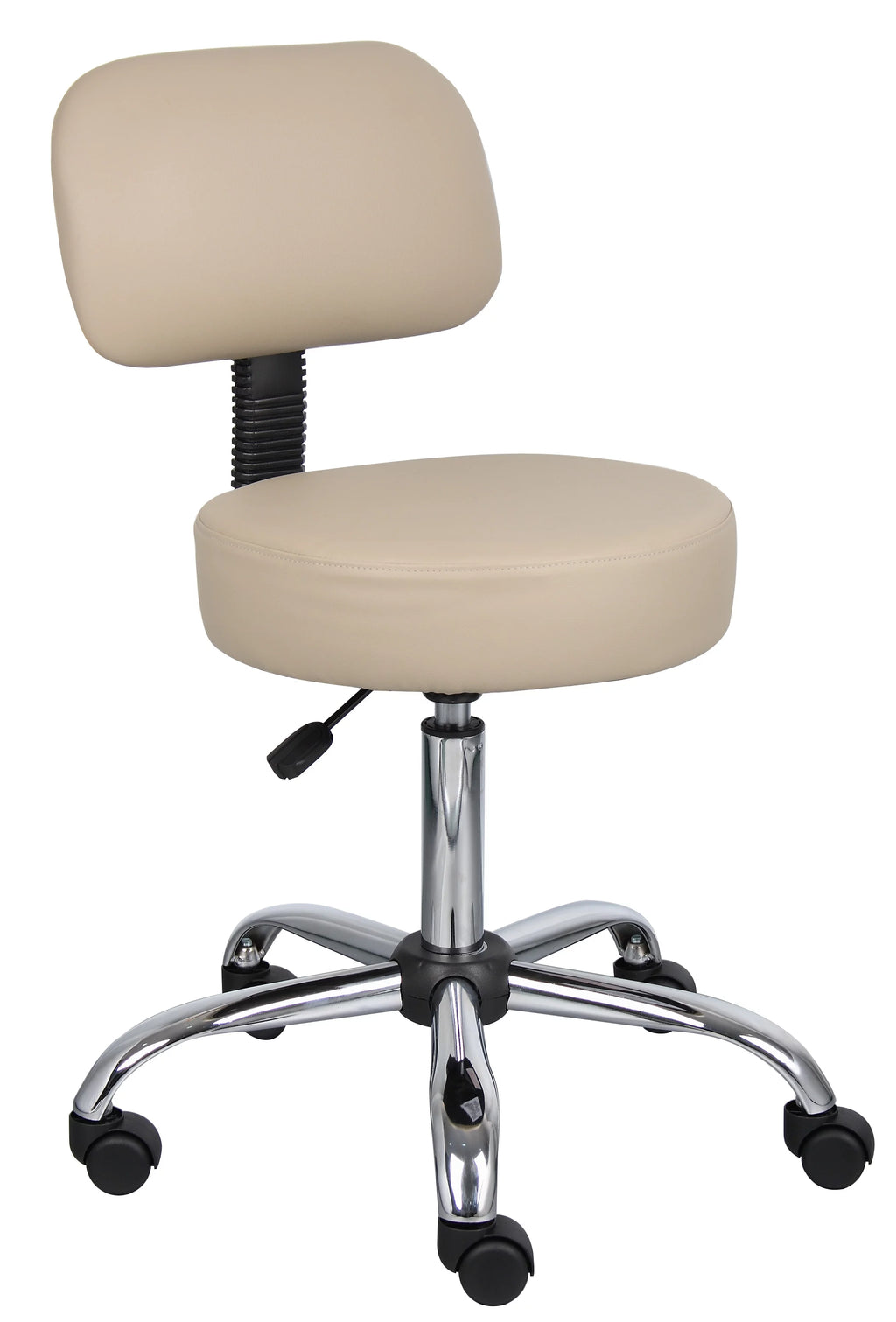 Beige Adjustable Rolling Stool with Back I792