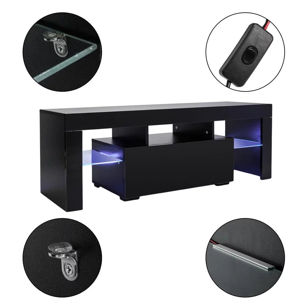 Black Particle Board TV Stand with 1 Drawer Q7349