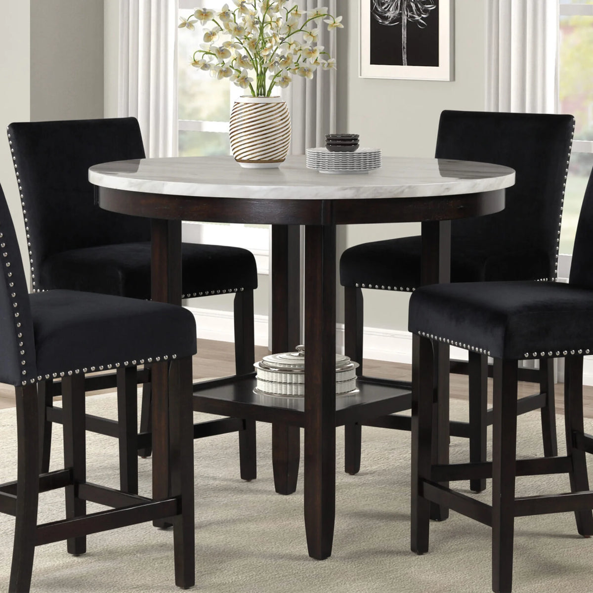 Round Faux Marble Counter Table H8767