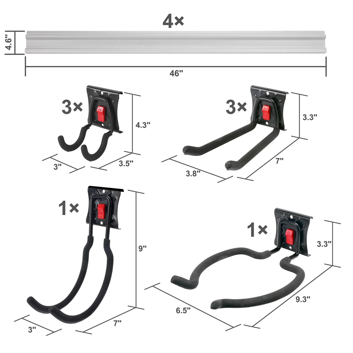 12-Piece Quick-Release Snap Rail Kit Garage Organizer System C62344