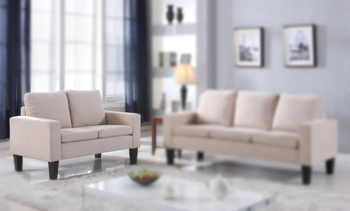 Beige Microfiber Loveseat T5178