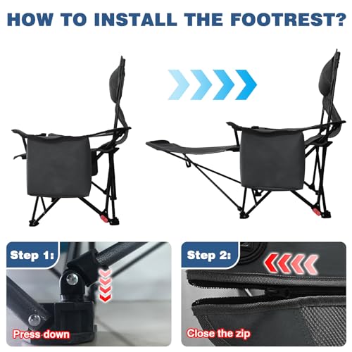 Reclining Camping Chair with Foot Rest Folding Lounger H205