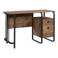 Contemporary Etched Oak Engineered Wood and Metal Desk Q5971