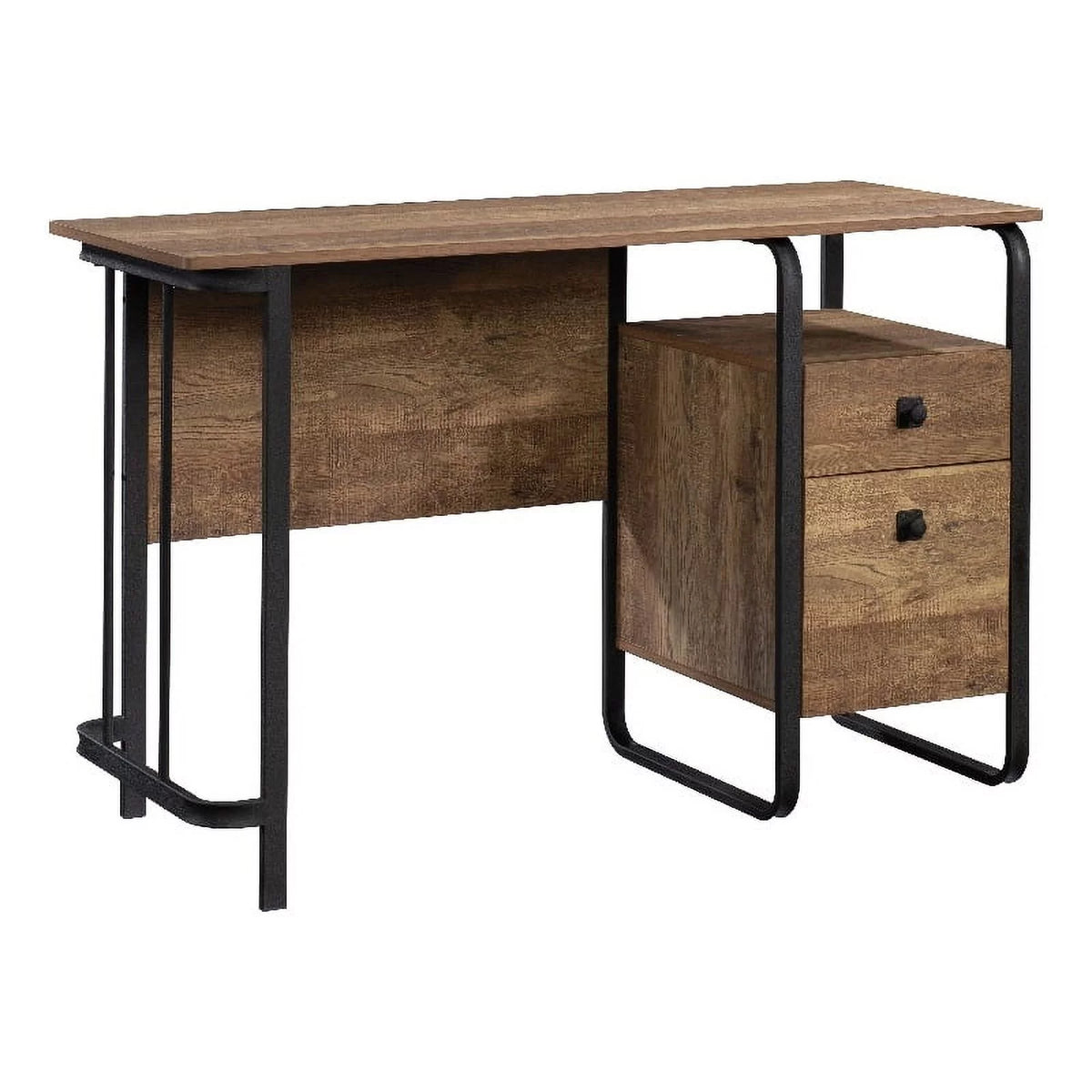 Contemporary Etched Oak Engineered Wood and Metal Desk Q5971