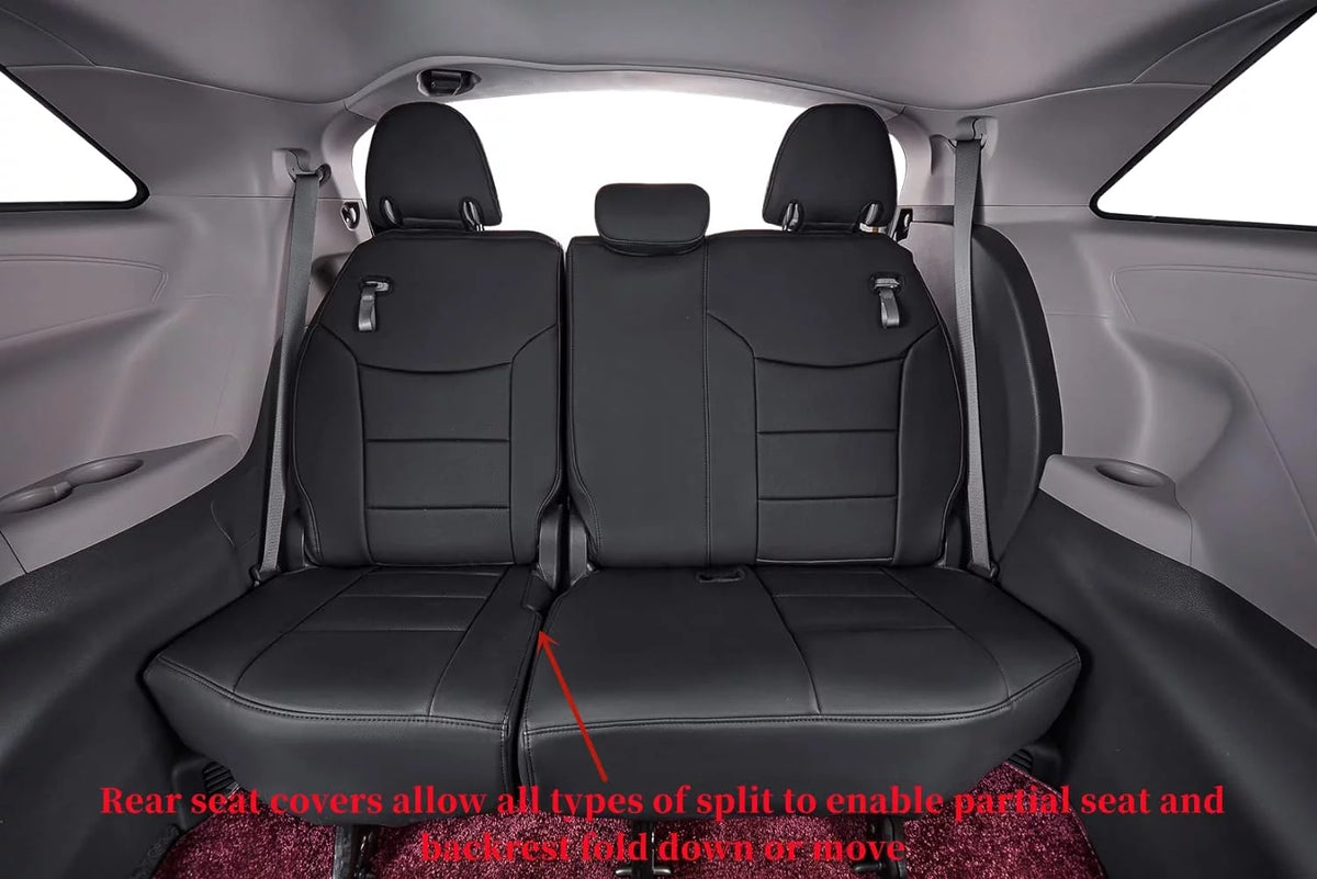 Custom Fit 8 Seats Breathable Leatherette Auto Seat Covers Full Set Black Y11137