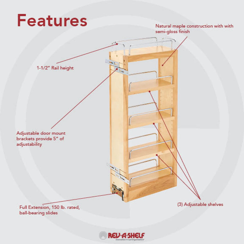 5-Inch Wood Pull Out Wall Cabinet Organizer O175145