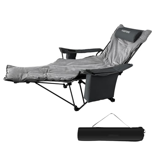 Reclining Camping Chair with Foot Rest Folding Lounger H205