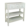 34 Inch White Wood Console Table with 3 Drawers and 2 Shelves I947