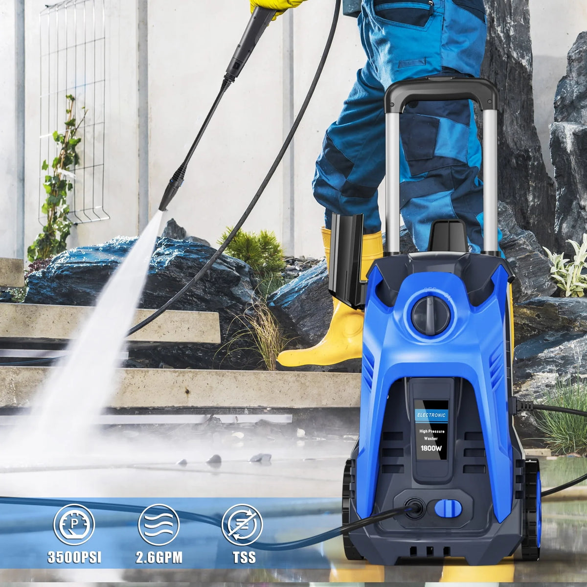 Electric Pressure Washer 3500 Psi 2.5 GPM with 25 Ft Hose Blue N901