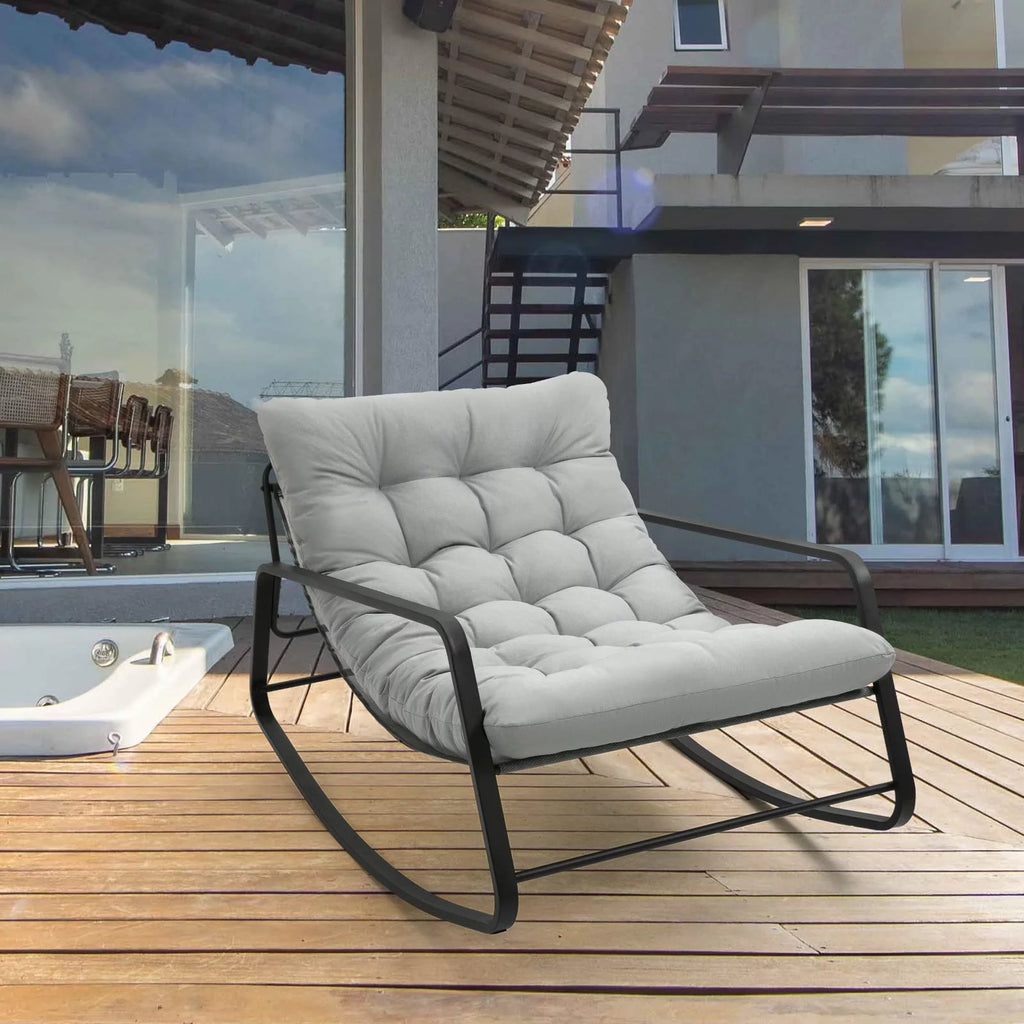 Oversized Linen Fabric Rocking Accent Chair S175