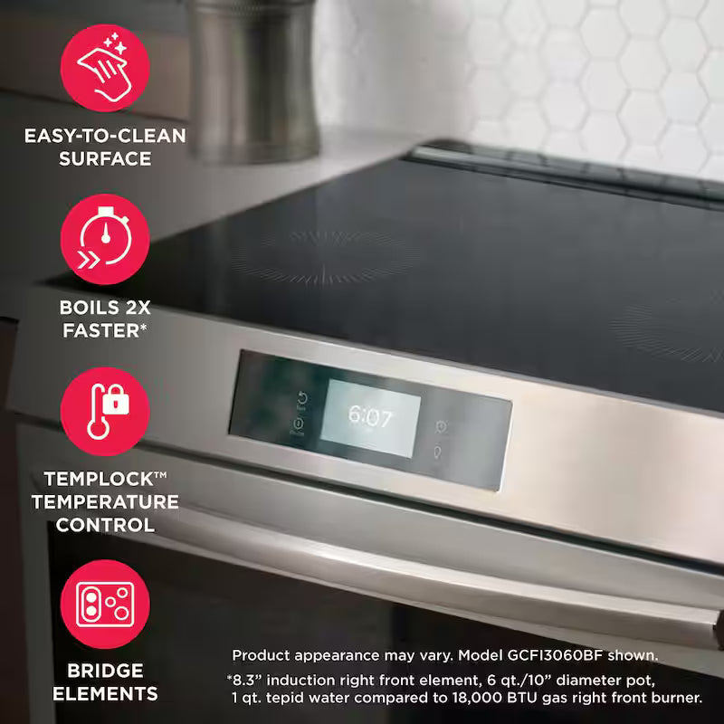 30 in. 6.2 cu.ft. Slide-In Induction Range Stainless Steel M4072