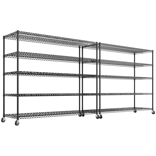 60" W Steel Wire Shelving with Wheels 3200 lbs V611