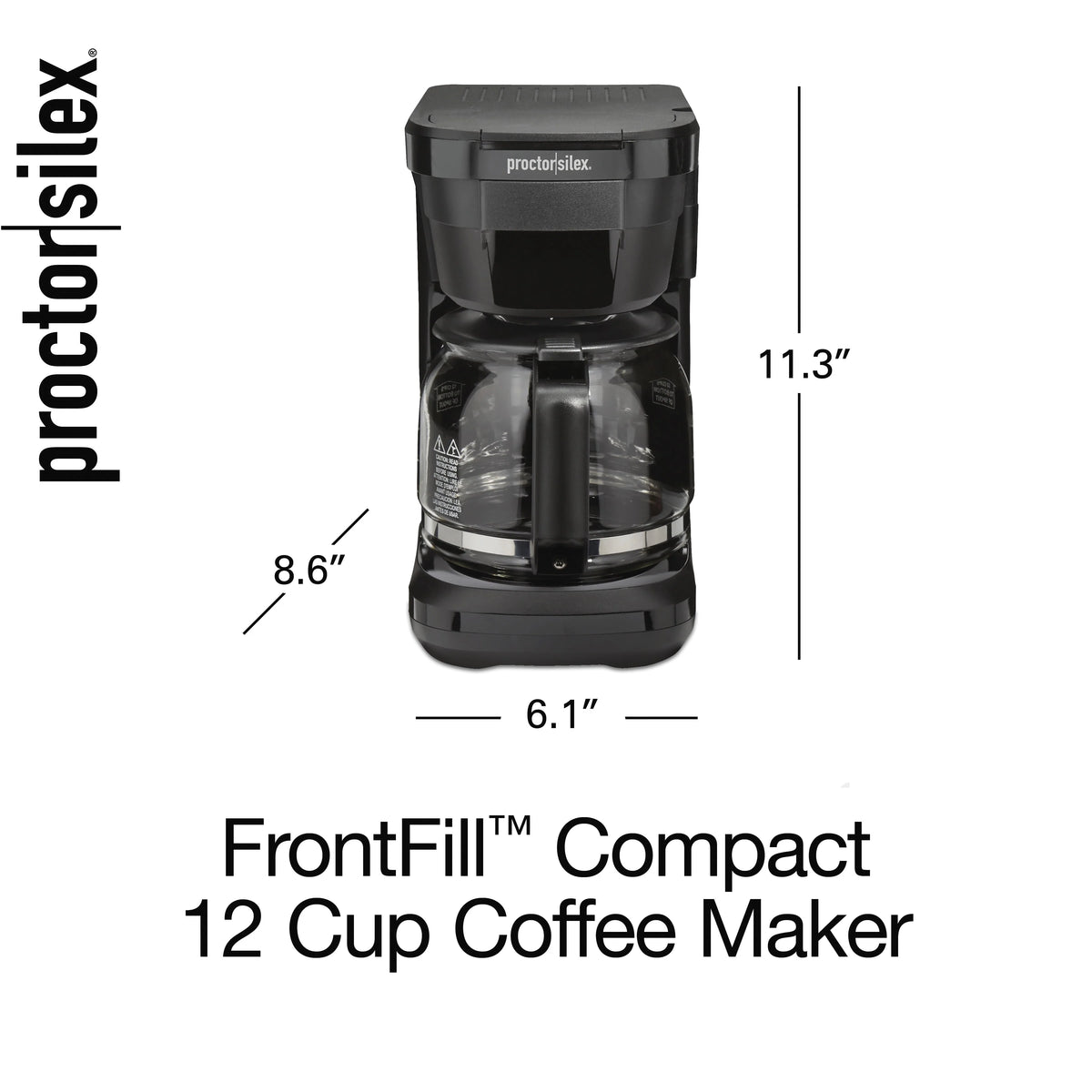 12 Cup Compact Coffee Maker with Glass Carafe, Black W492