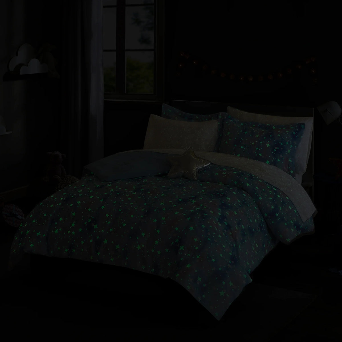 Queen Glow in the Dark Bed in a Bag Comforter Set Q9200