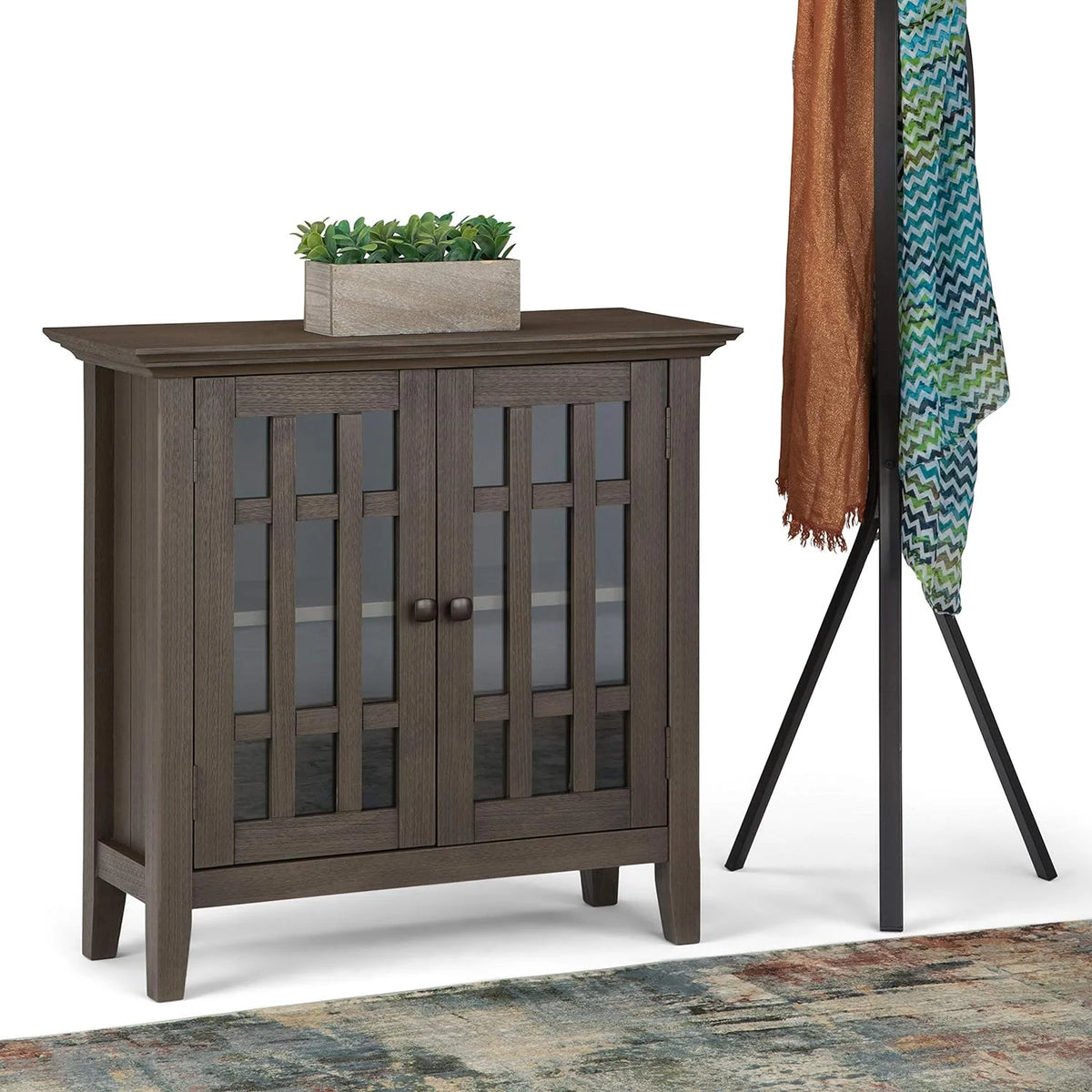 32 inch Wide Low Storage Media Cabinet with 2 Tempered Glass Doors J6797