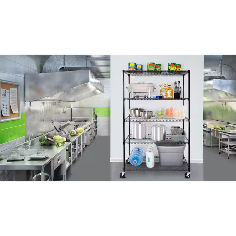 Black 5-Tier Steel Wire Shelving Z269189