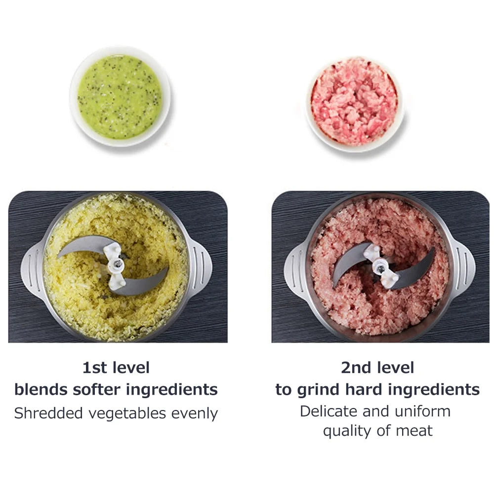 Electric Food Grinder 8cup Stainless Steel 2 Gears 250W U287281