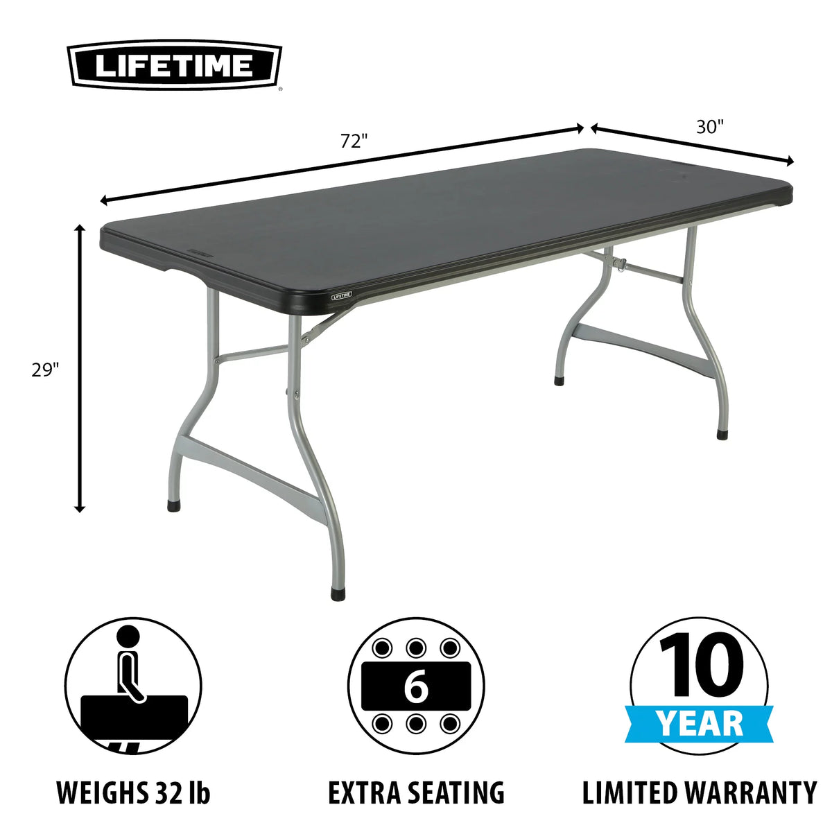 Black 6 Foot Folding Tables 4 Pack U578364
