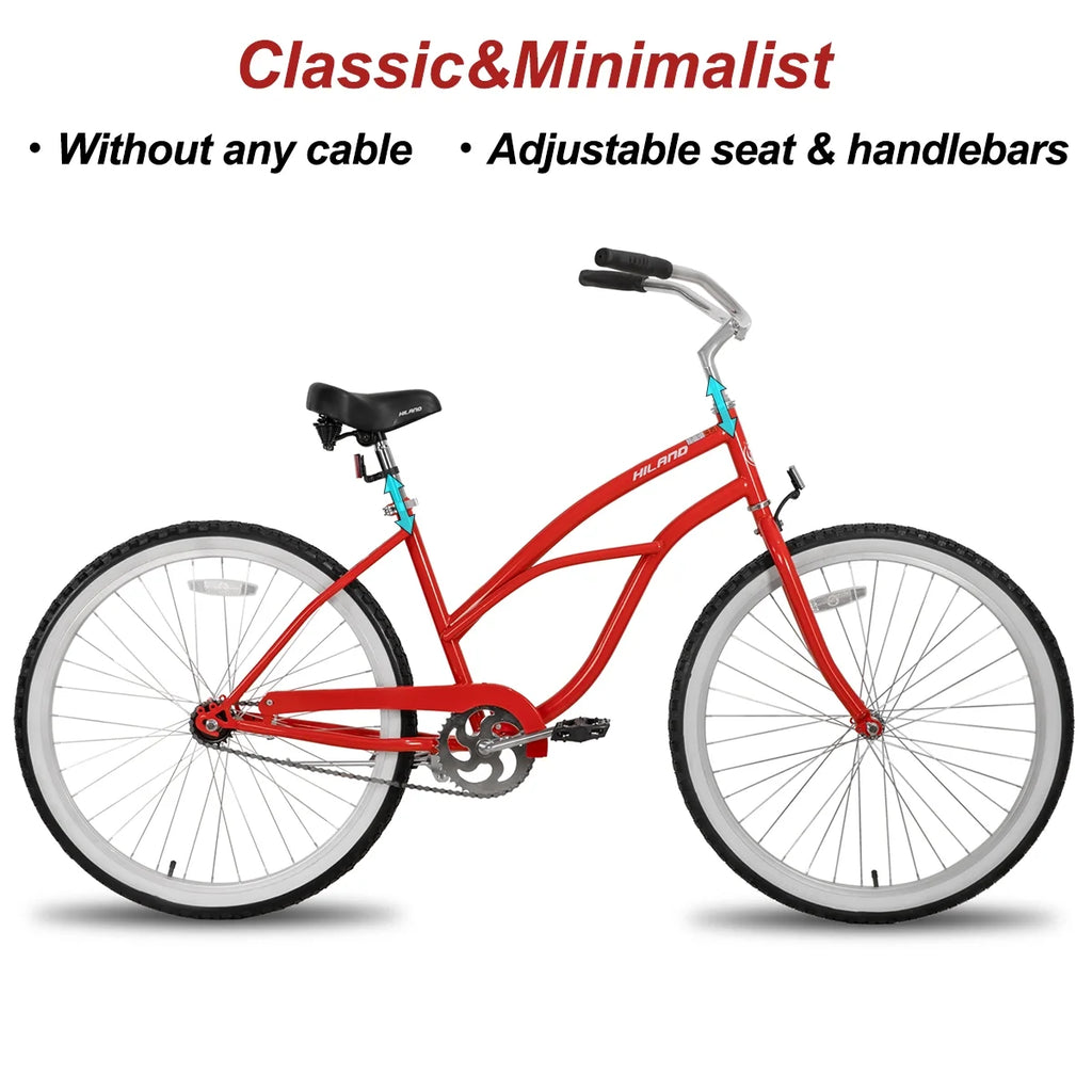 26 inch Red Black Blue Beach Cruiser Bike I462554