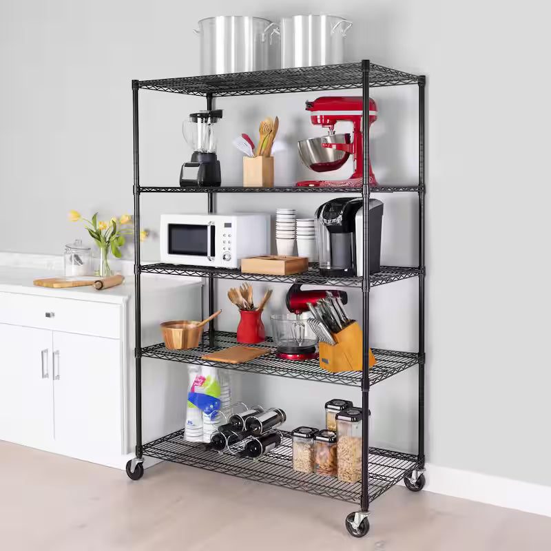 Black 5-Tier Steel Wire Shelving Z269189