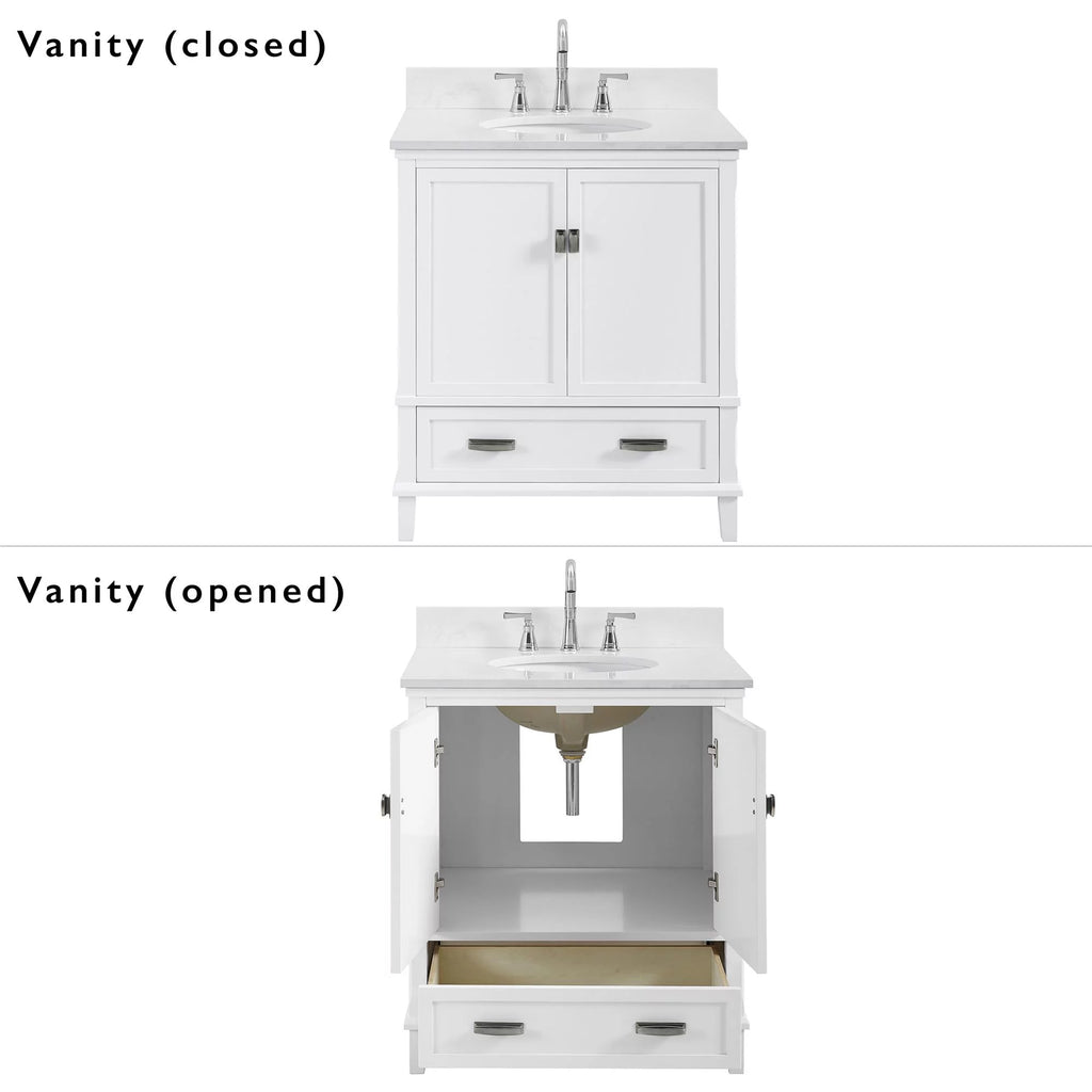 30 Inch White Wood Bathroom Vanity with Sink E216