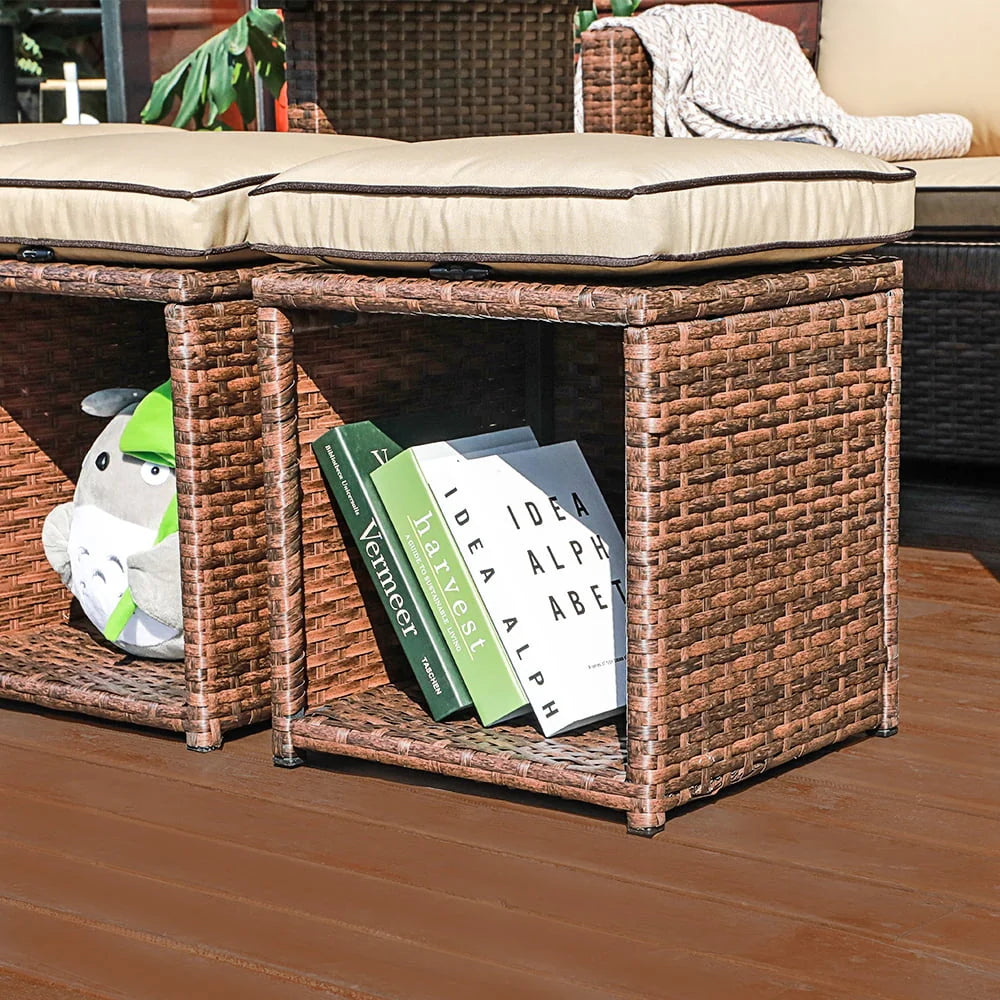 7 Pieces PE Rattan Wicker Sofa Set P3583