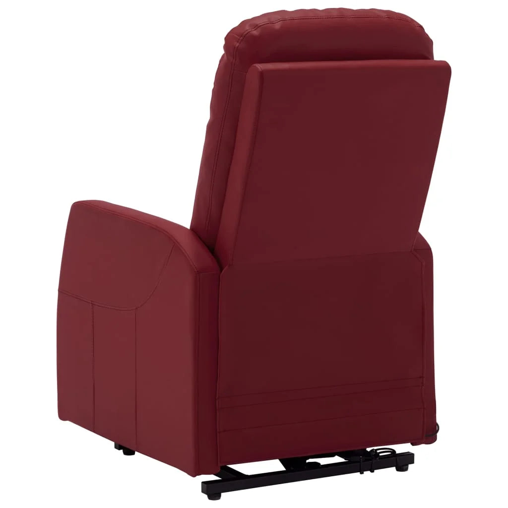 Wine Red Faux Leather Power Lift Massage Recliner K7690