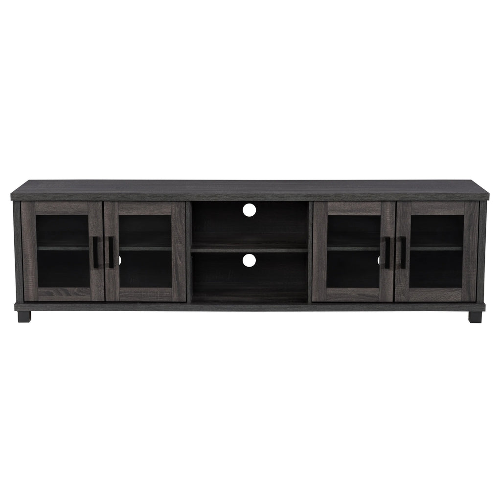 Dark Gray Engineered Wood TV Stand with Glass Cabinets K626