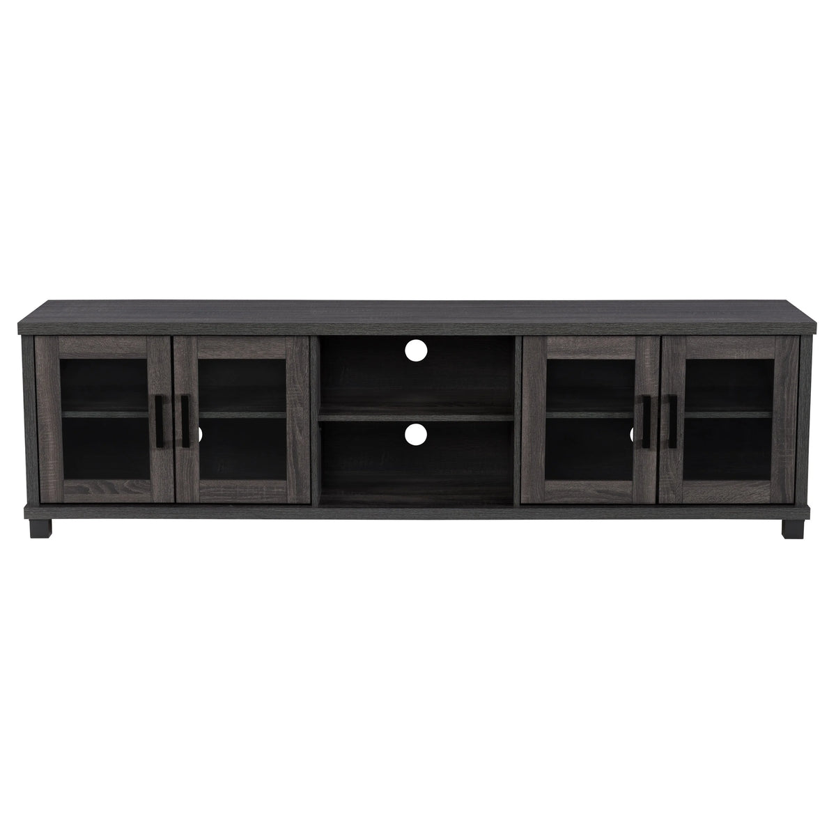 Dark Gray Engineered Wood TV Stand with Glass Cabinets K626