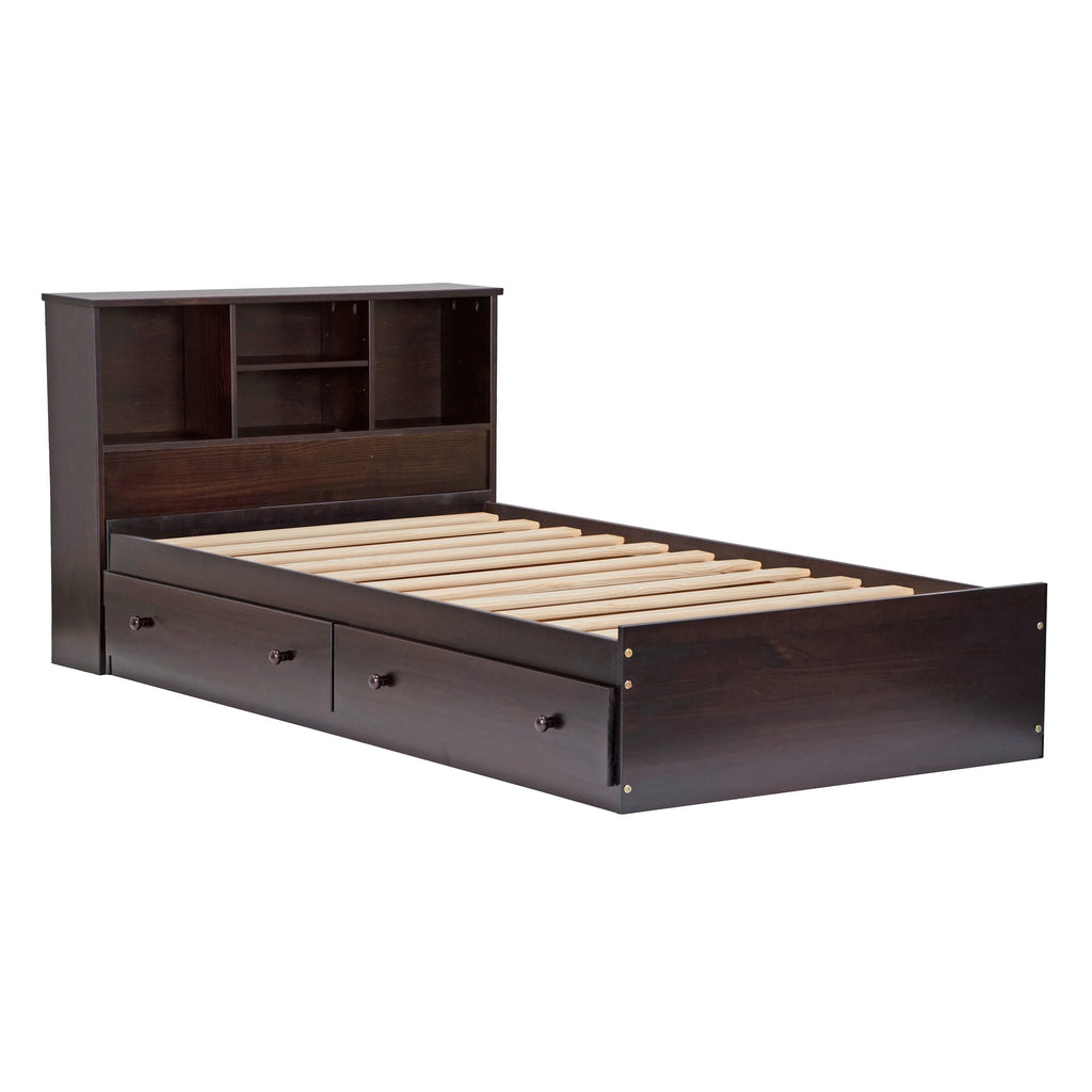 Solid Wood Twin Size Storage Bed with Drawers I51243