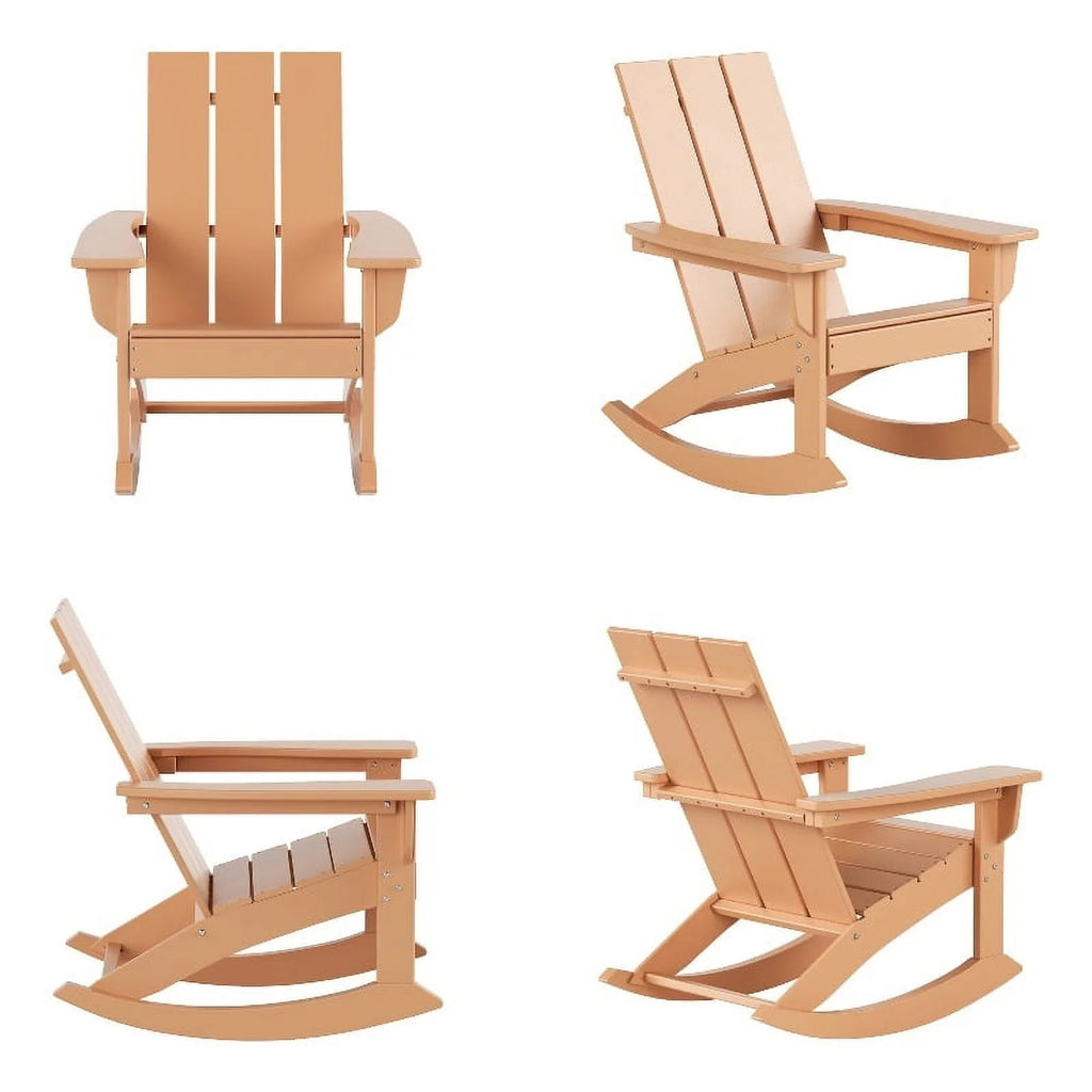 Teak Plastic Outdoor Rocking Chairs Set of 4 B718