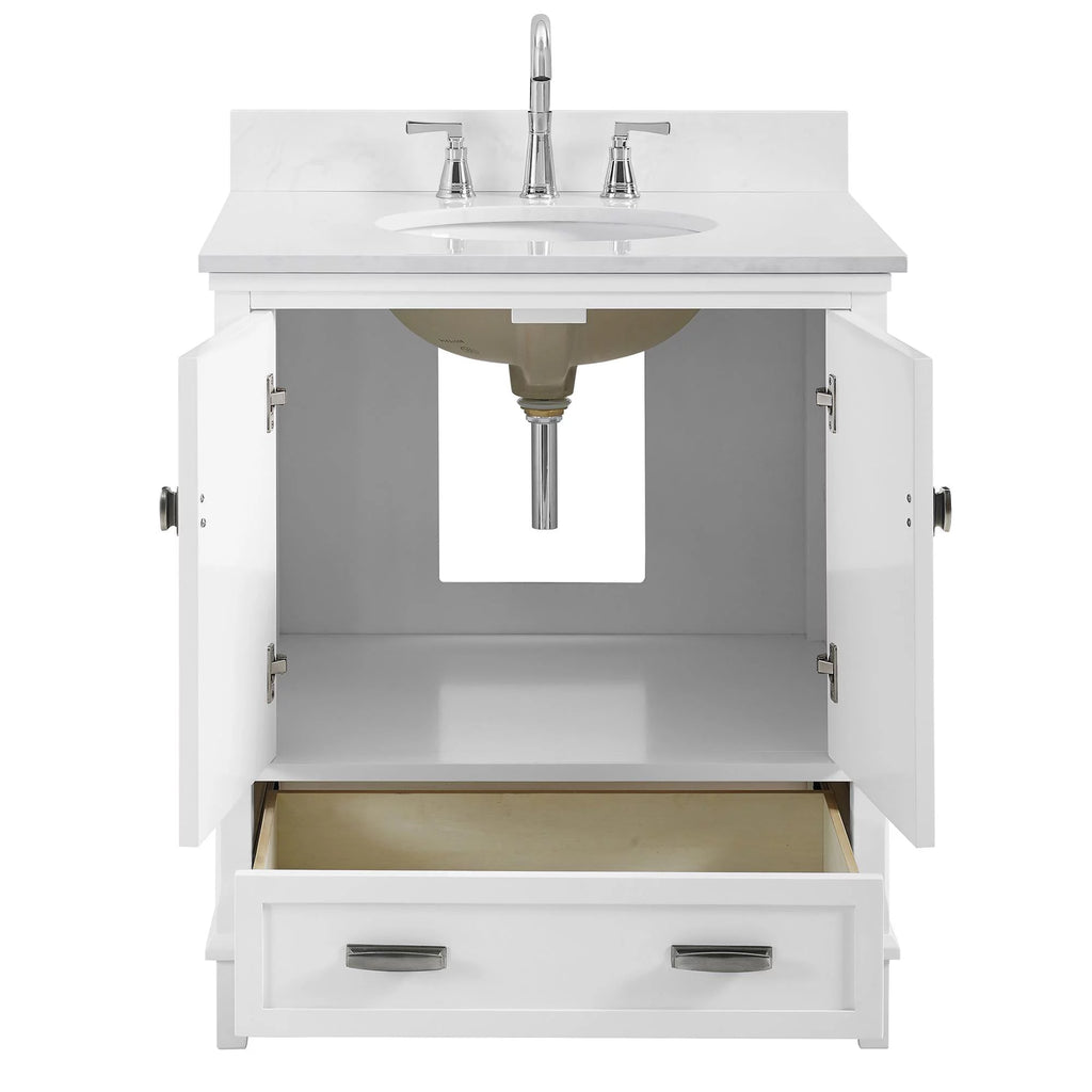 30 Inch White Wood Bathroom Vanity with Sink E216