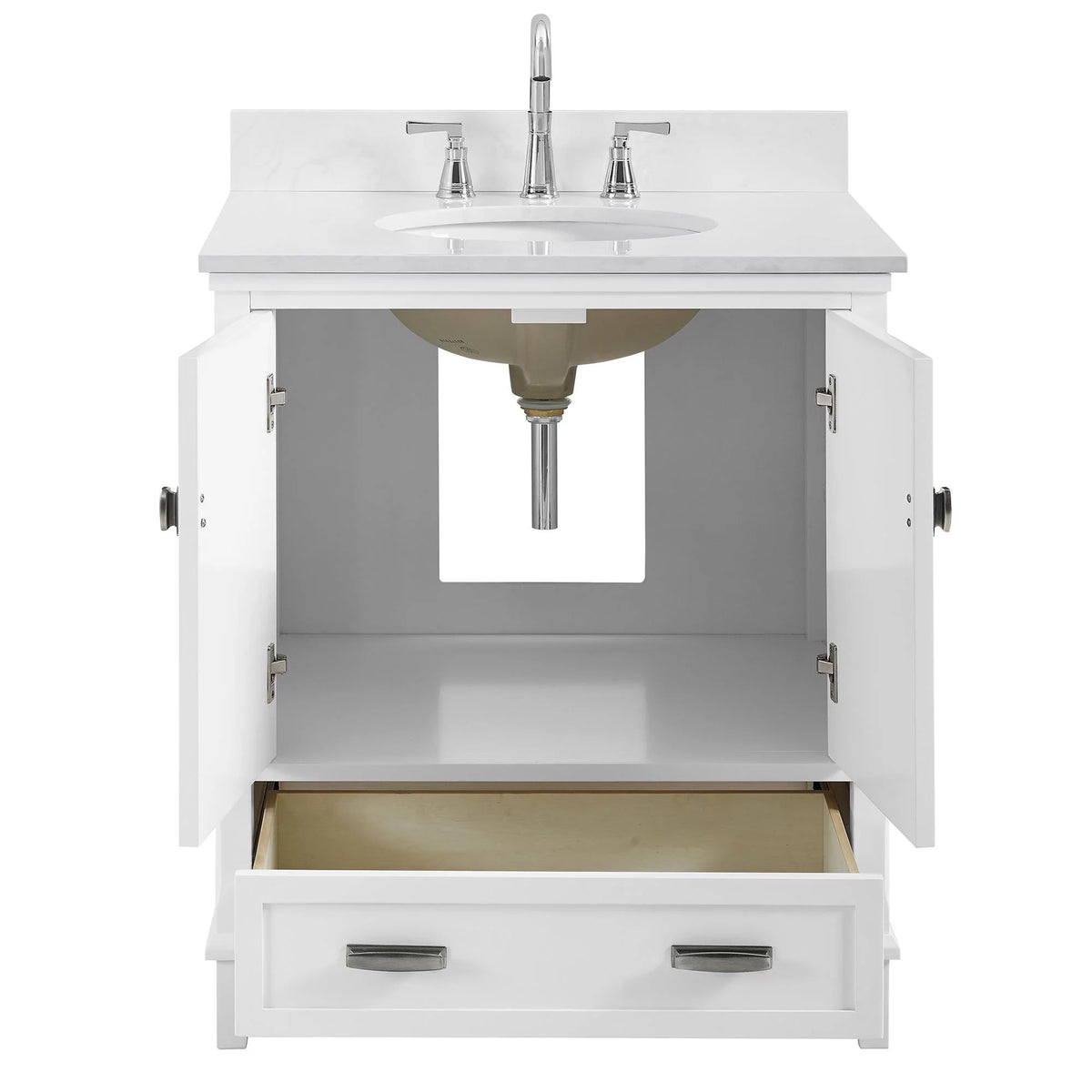 30 Inch White Wood Bathroom Vanity with Sink E216