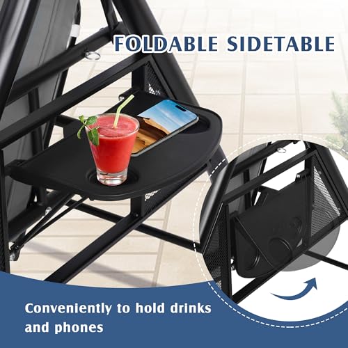3 Person Outdoor Porch Swing with Canopy and Stand Q107