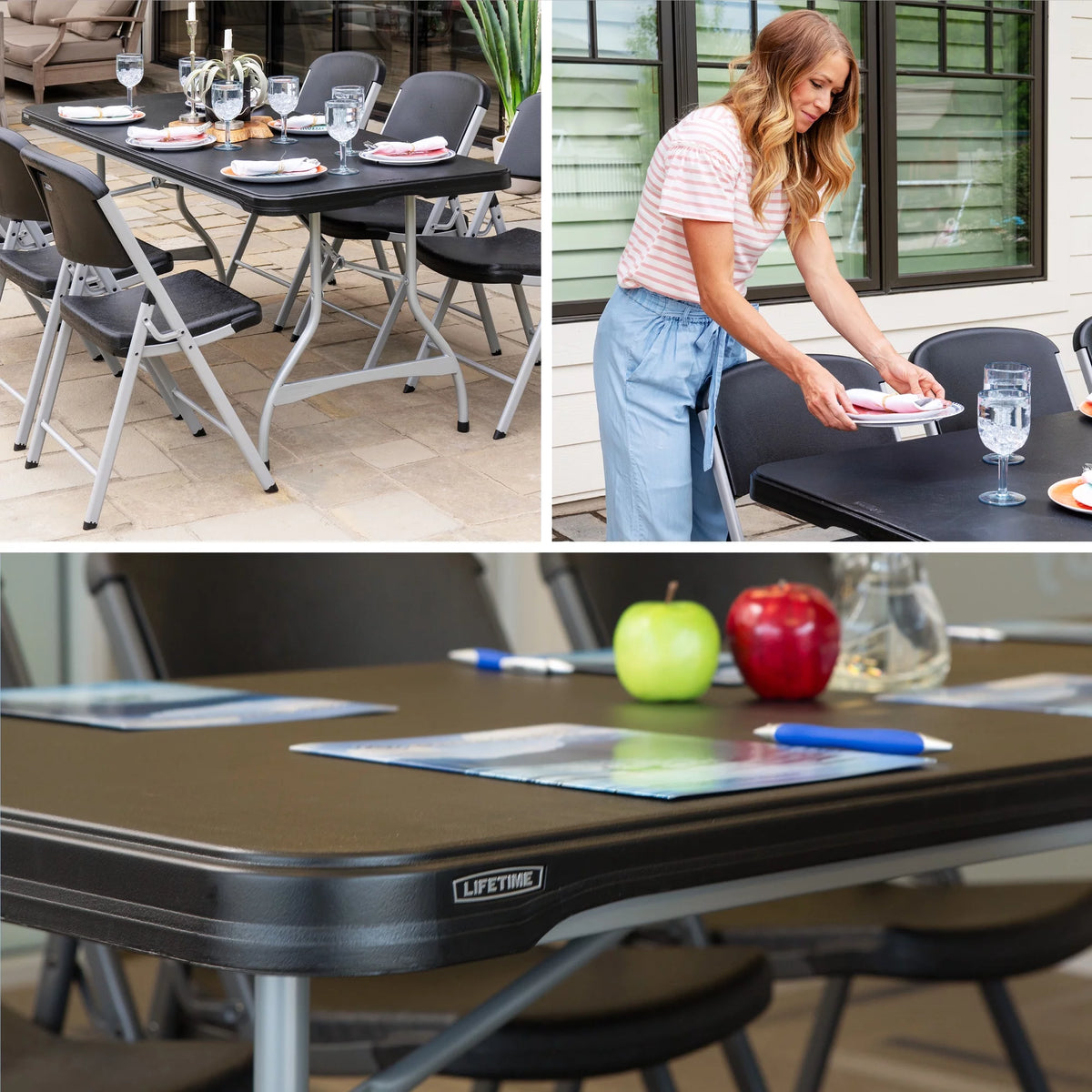 Black 6 Foot Folding Tables 4 Pack U578364