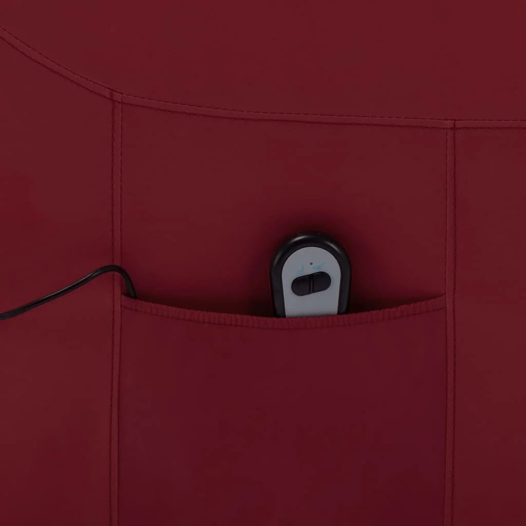 Wine Red Faux Leather Power Lift Massage Recliner K7690