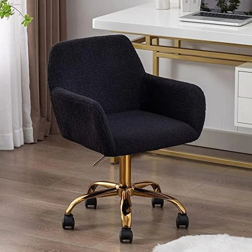Faux Fluffy Swivel Upholstered Red Armchair with Wheels A51625