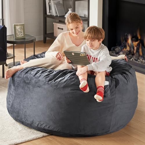 Charcoal Grey 4 FT Machine Washable Mink Bean Bag Chair T282270