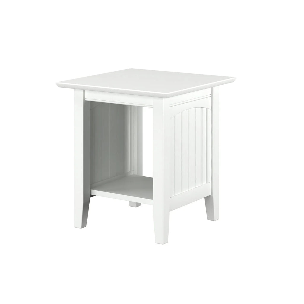 White Solid Wood End Table I87281