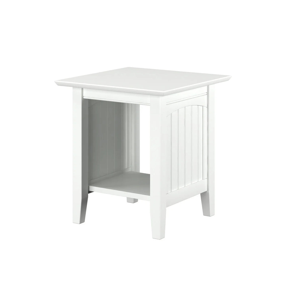 White Solid Wood End Table I87281