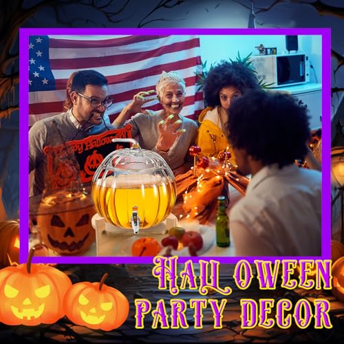 2 Gallon Glass Pumpkin Drink Dispenser with Wooden Stand N439024