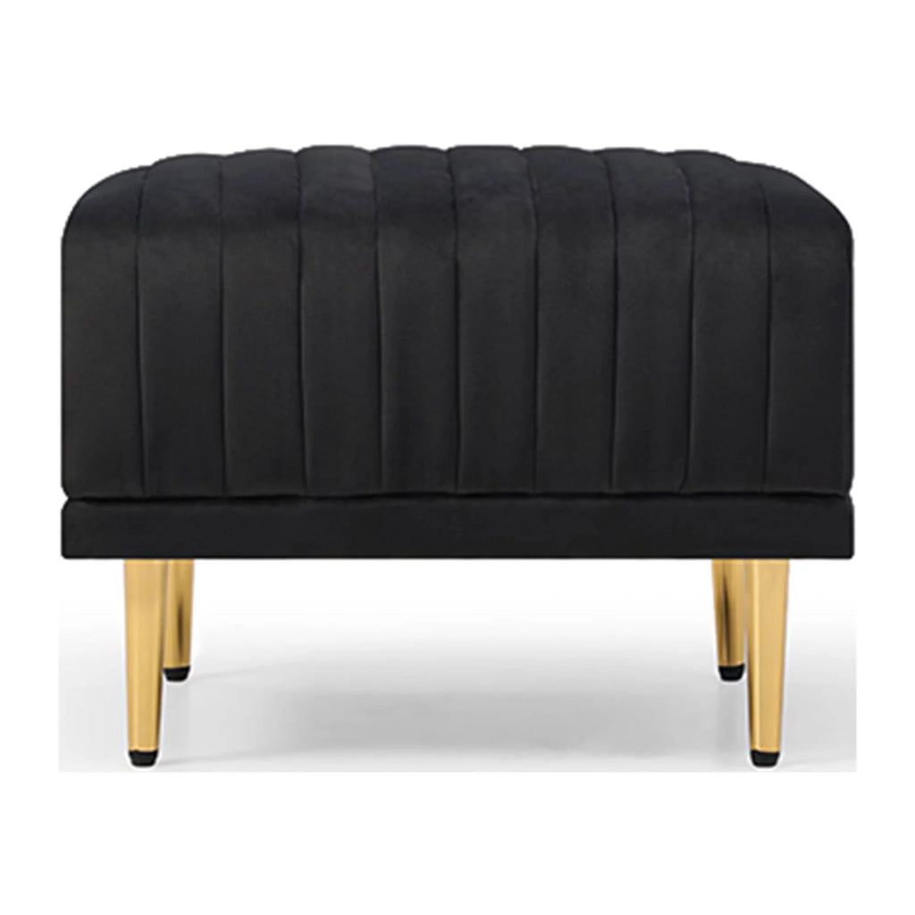Black Velvet Channel Tufted Ottoman G18318