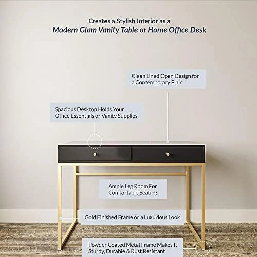 White Vanity Desk with 2 Drawers Q2941