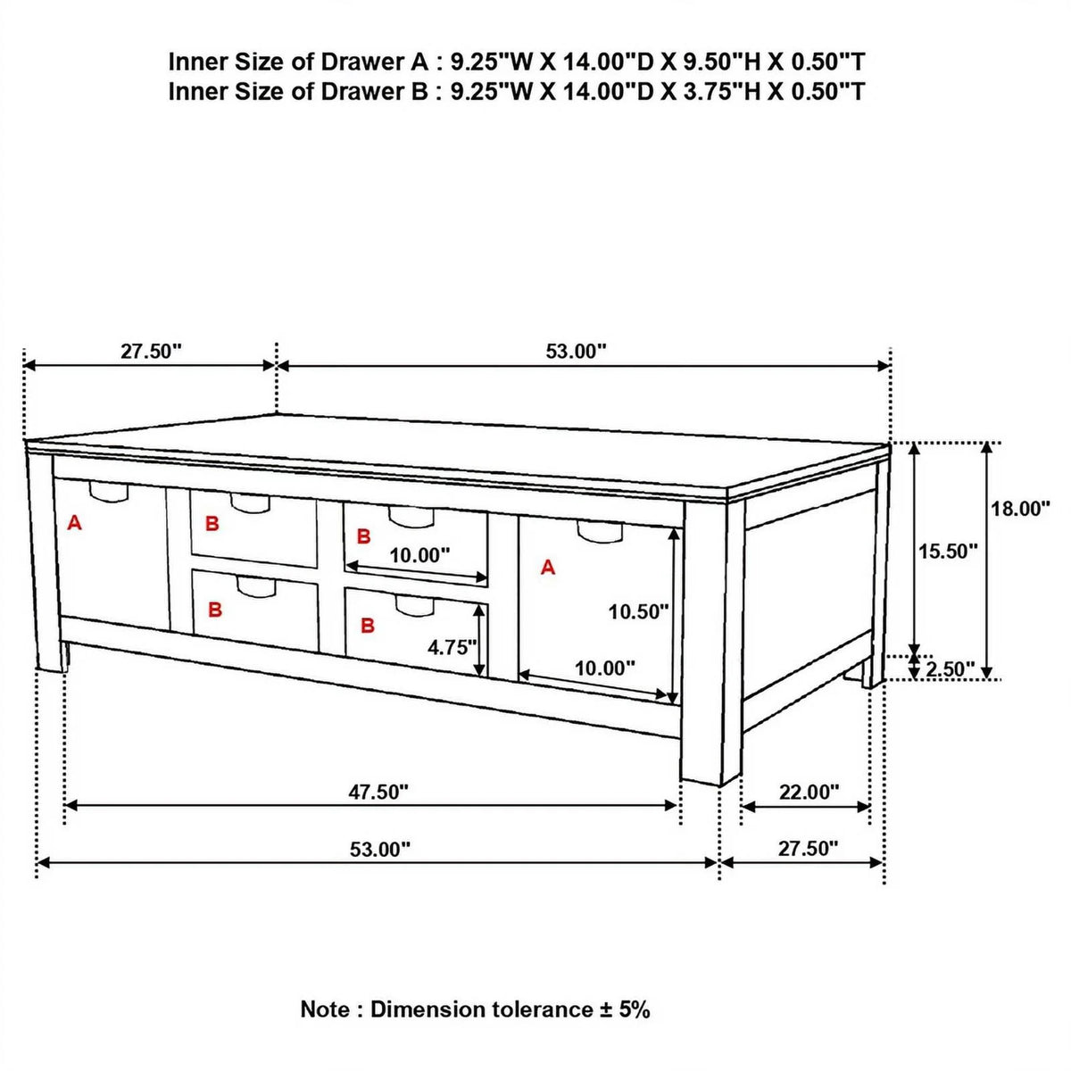 Wood 6-drawer Storage Coffee Table I598