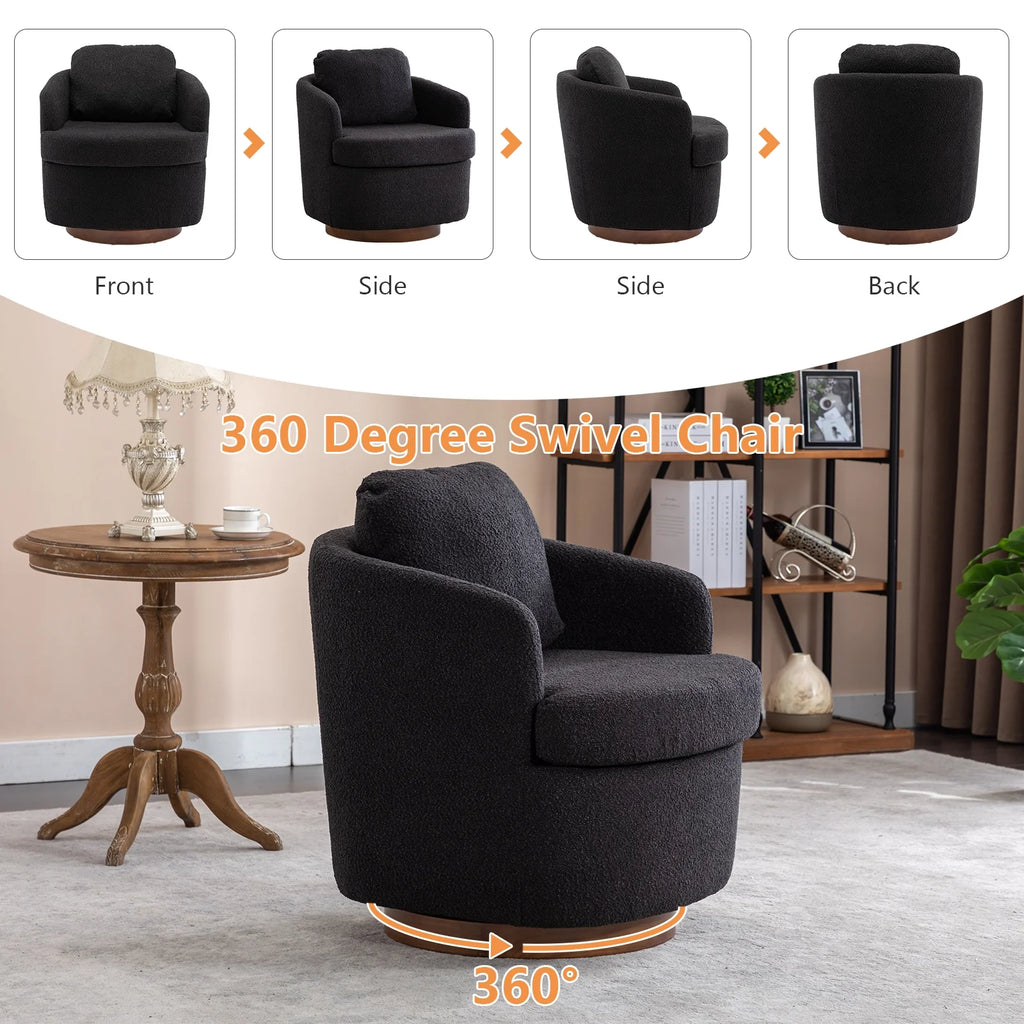 Oversized Sherpa Boucle Swivel Accent Chair R3754