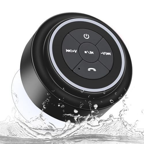 Bluetooth Shower Speaker with Suction Cup, IP67 Waterproof Speaker with LED Light B140077
